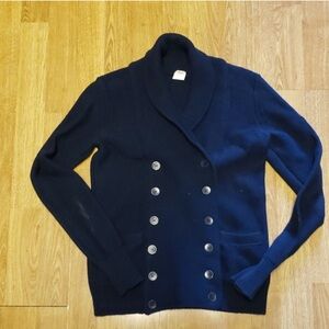 Jcrew cotton thick Navy Double-Breasted cotton Cardigan
